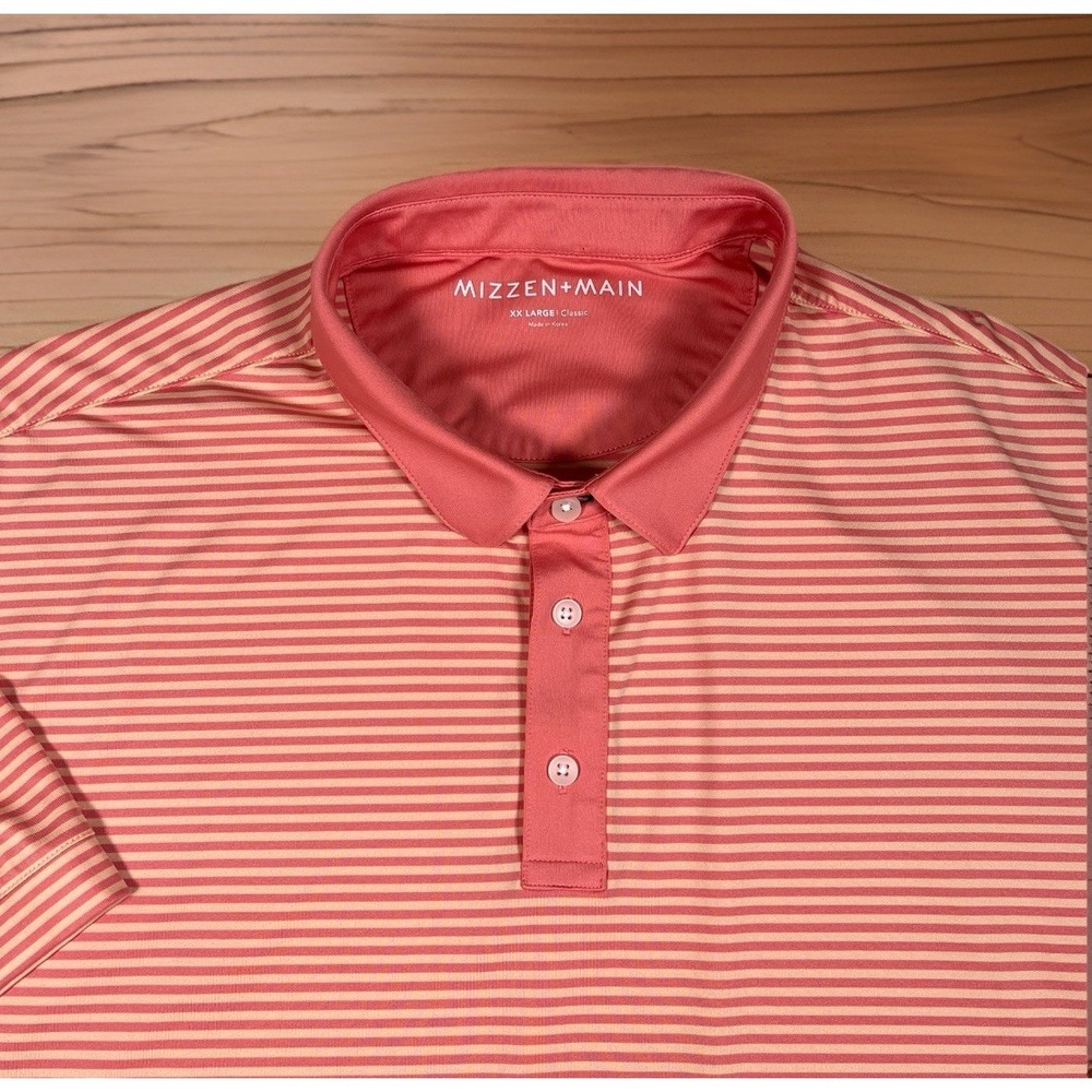 Mizzen+Main Polo Shirt Men 2XL Striped Performance Stretch Golf Classic Fit